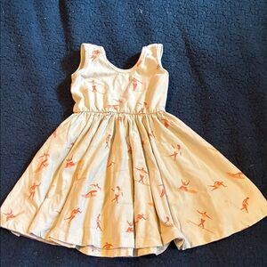 Alice + Ames Girls Beige Dress with Orange Surfer Print